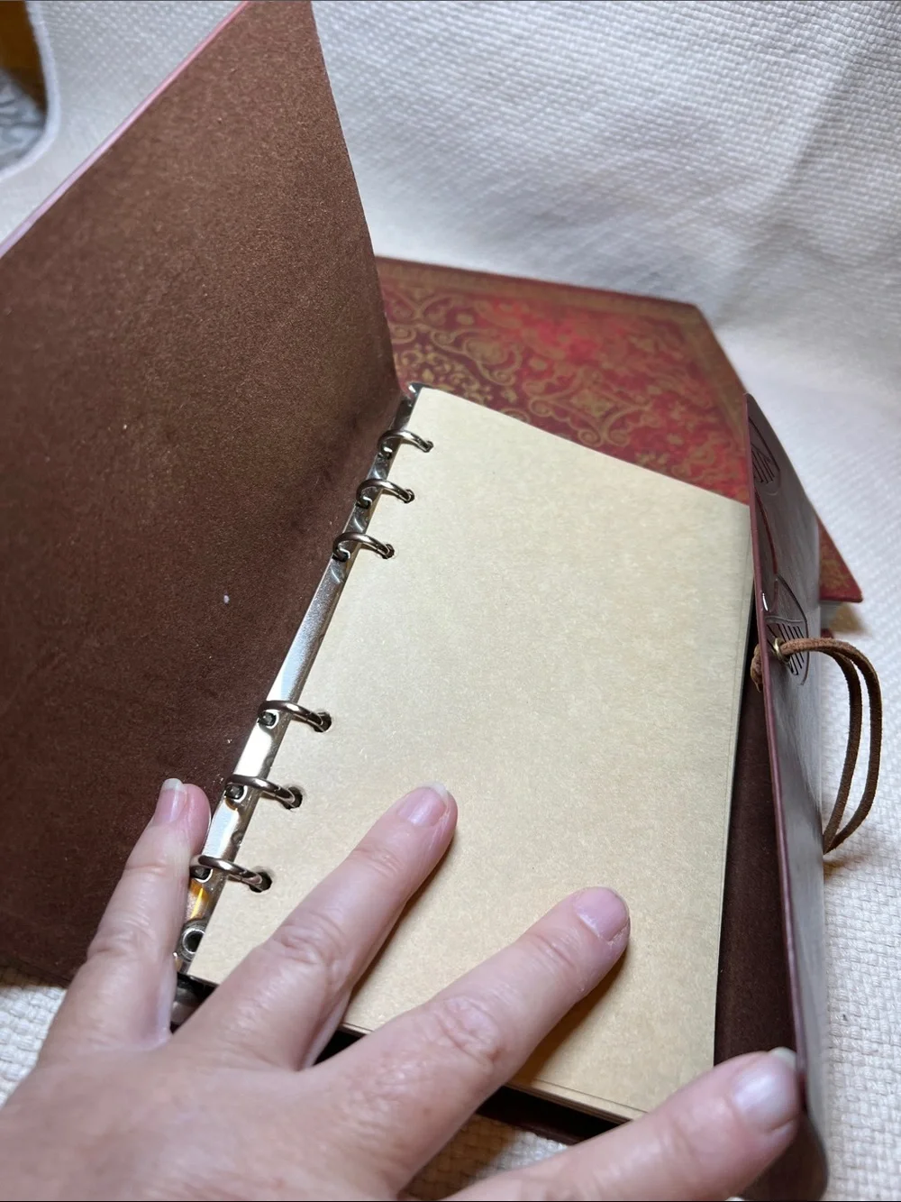 Leather Leaf Embossed Journal - Deep Burgundy